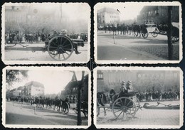 1934 Felvonulás Kecskeméten, 4 Db Fotó, Hátuljukon Feliratozva, 6×9 Cm - Andere & Zonder Classificatie