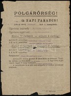 1914 Bártfa, Polgárőrség 48-ik Napi Parancs, 1914. Szept. 21., Szakadt. /
1914 Bardejov/Bartfeld Militia 48th Order Of T - Andere & Zonder Classificatie