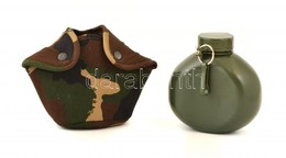 Katonai Kulacs, Szövet Tokban, Kulacs: M: 14,5 Cm - Sonstige & Ohne Zuordnung