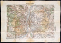 Cca 1930 Budapest és Környékének Térképe, 1:75.000, M. Kir. Állami Térképészet, 47x62 Cm - Andere & Zonder Classificatie