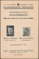 1934 A Filharmóniai Társaság Rendkívüli Hangversenye Walter Herbert és Bartók Béla Részvételével, Koncertfüzet, Tűzött P - Zonder Classificatie