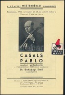 1935 Pablo Casals Zenekari Gordonkaestje Dohnányi Ernő Vezényletével, Koncertfüzet, Tűzött Papírkötésben - Zonder Classificatie