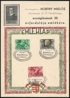 1940 Horthy Miklós Kormányzó Országlásának 20. évfordulója Emlékére Kiadott Emléklap, 3 Bélyeggel és 3 Bélyegzéssel, 21x - Sin Clasificación