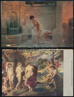 ** 2 Db RÉGI újraragasztott Hátoldalú Erotikus Művész Motívum Lap / 2 Pre-1945 Erotic Art Motive Postcards With Reglued  - Non Classés