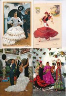 ** * 4 Db MODERN Spanyol Folklór Motívumlap: Táncosok, Kettő Hímzett Lap / 4 Modern Spanish Folklore Motive Postcards: D - Ohne Zuordnung