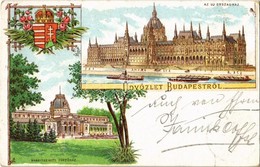 T2/T3 1897 (Vorläufer!) Budapest, Margitszigeti Fürdőház, új Országház. Magyar Címer, Art Nouveau, Floral, Litho  (EK) - Zonder Classificatie
