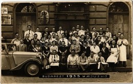 * T3 1935 Budapest VII. Klauzál Tér, FBH Fábián Béla Luxuscipőgyár Alkalmazottai és Cipészek Cipőkkel, Automobil, Magy.  - Zonder Classificatie