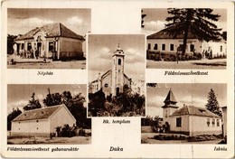 T2/T3 1952 Duka (Celldömölk), Népház, Római Katolikus Templom, Iskola, Földmívesszövetkezet és Gabonaraktára - Unclassified