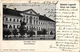 * T3 1899 Lugos, Lugoj; Komitatshaus / Vármegyeháza. Kiadja Auspitz Adolf / County Hall (szakadás / Tear) - Sin Clasificación