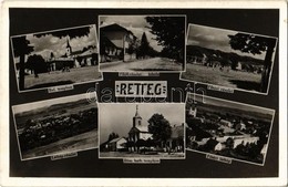 T2 1941 Retteg, Reteag; Református Templom, Fő út, Iskola, Fő Tér, Római Katolikus Templom / Calvinist Church, Main Stre - Zonder Classificatie