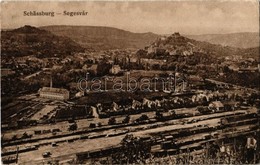 T2/T3 1918 Segesvár, Schässburg, Sighisoara; Látkép Vasútállomással, Vagonokkal / General View With Railway Station, Wag - Non Classés