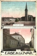 T3 1913 Érsekújvár, Nové Zamky; Kossuth Lajos Tér, Templom, Utca, Posta, Kiadja Schulz Arnold / Square, Post Office, Chu - Zonder Classificatie