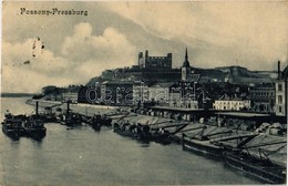 T2 1915 Pozsony, Pressburg, Bratislava; Rakpart Hajókkal, Vár. Sudek Antal Kiadása / Quay With Ships, Castle - Zonder Classificatie