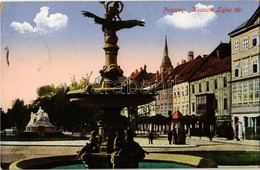 T2/T3 Pozsony, Pressburg, Bratislava; Kossuth Lajos Tér, Szökőkút, Központi Sörcsarnok / Square, Fountain, Beer Hall - Zonder Classificatie