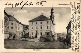 T1/T2 1906 Selmecbánya, Banská Stiavnica; Városháza, Utca, Fiú Iskola, Szobor. Joerges / Town Hall, Streets, Boy School, - Non Classés