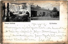 T2/T3 1903 Újverbász, Verbász, Novi Vrbas; Rumpf Szálloda Fedett Terasza, Omnibusz / Hotel, Horsebus - Zonder Classificatie
