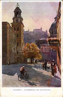 ** T2/T3 Salzburg, Glockenspiel Und Hauptwache, Künstlerpostkarte 'Kollektion Kerber' Nr. 79. / Street, Church, Bell Tow - Zonder Classificatie