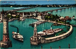 T2/T3 Lindau, General View, Harbor, Ships, Lighthouse (worn Corners) - Zonder Classificatie