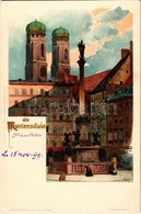 * T2 München, Munich; Die Mariensaule / Mary's Column, Velten's Künstlerpostkarte No. 84. Litho S: Kley - Zonder Classificatie