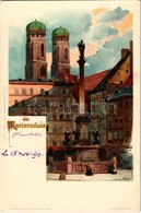 * T2 München, Munich; Die Mariensaule / Mary's Column, Velten's Künstlerpostkarte No. 84. Litho S: Kley - Non Classés