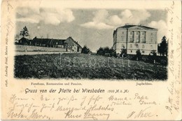 T2/T3 1898 Wiesbaden, Platte, Forsthaus, Jagdschloss / Restaurant And Boarding House, Hunting Palace (EK) - Zonder Classificatie