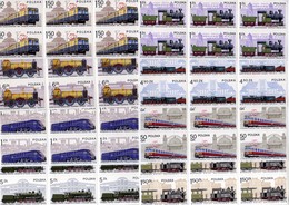 POLONIA POLAND POLSKA 1976 HISTORY OF LOCOMOTIVES RAILWAY TRAINS COMPLETE SET BLOCK OF 6 BLOCCO BLOC MNH - Postzegelboekjes