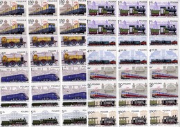 POLONIA POLAND POLSKA 1976 HISTORY OF LOCOMOTIVES RAILWAY TRAINS COMPLETE SET BLOCK OF 6 BLOCCO BLOC MNH - Booklets