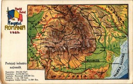 ** T2/T3 1925 Romania, Regatul Romania, Haria Relief. Protejati Industria Nationala / Map Of Romania, Embossed (EK) - Non Classés