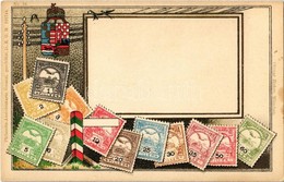 ** T1/T2 A Magyar Kir. Posta Bélyegei / Set Of Hungarian Stamps, Coat Of Arms. Ottmar Zieher's Philatelie Ansichtskarte  - Sin Clasificación