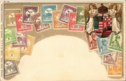 ** T2 A Magyar Kir. Posta Bélyegei / Set Of Hungarian Stamps, Coat Of Arms. Ottmar Zieher's Philatelie Ansichtskarte No. - Sin Clasificación
