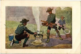 T3 1928 Fő A Gulyás! Cserkész Művészlap. A Magyar Lapvállalat Kiadása. Apostol Nyomda / Hungarian Boy Scout Art Postcard - Unclassified