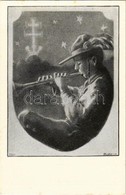 ** T1 1925 Cserkész Kürttel. Kiadja A Magyar Cserkészszövetség Kiadóvállalata / Hungarian Boy Scout Art Postcard, Scout  - Non Classés