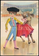 * T2/T3 Bikaviadal. Modern Textil Rátétes Lap / Bullfight. Modern Textile Card. Patente No. 46372.  S: V. Cegarra P. (EK - Sin Clasificación