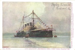 * T1/T2 SM Schlachtschiff Erzherzog Karl. Stapellauf 1906. Österr. Flottenverein. C. Angerer & Göschl, Chwala's Druck. S - Sin Clasificación