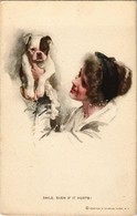 ** T2 'Smile, Even If It Hurts!', Lady With Dog, Reinthal & Newman Water Color Series No. 385 S: Harrison Fisher - Ohne Zuordnung