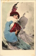 * T2/T3 Lady With Hat And Fur Coat, Unsigned Art Postcard (fl) - Zonder Classificatie