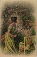 T2 1911 Lady With Flowers, Garden, Horse Rider, M. M. Vienne M. Munk Nr. 580 S: R. R. V. Wichera - Zonder Classificatie