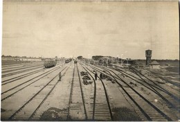 * T2 1916 Pozerunai, Poscherun; Bahnhof / Railway Station Construction. Photo - Ohne Zuordnung