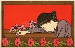 ** T2/T3 Pavot, Sommeil. Le Symbole Des Fleurs / Belgian Art Nouveau Postcard S: Henri Meunier (EK) - Non Classés