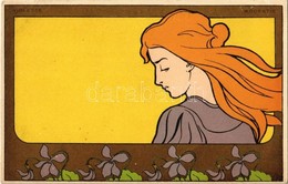 ** T2 Violette, Modestie. Le Symbole Des Fleurs / Belgian Art Nouveau Postcard S: Henri Meunier - Unclassified