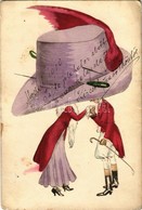 * T2/T3 1910 Couple Under Giant Hat, Lady, H Ch. Vienne No. 136 (fl) - Zonder Classificatie