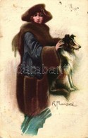 T3 Italian Art Postcard, Lady With Dog S: R. Franzoni (EB) - Non Classés