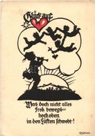 * T3 Cupid, Silhouette Art Postcard, Plischte-Karte Nr. 384. S: Georg Ritschke (fa) - Zonder Classificatie