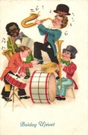 T2/T3 New Year, Music Band, Black Boy, Litho (EK) - Unclassified