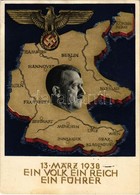 * T2/T3 938 Ein Volk, Ein Reich, Ein Führer! / Adolf Hitler, NSDAP German Nazi Party Propaganda, Map, Swastika; 6 Ga. +  - Unclassified