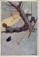 ** T4 Wintersport / Ski, Winter Sport Art Postcard. B.K.W.I. 180-1. S: Carl Josef (vágott / Cut) - Unclassified