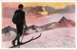 ** T1/T2 Wintersport / Ski, Winter Sport Art Postcard. B.K.W.I. 232-3. - Zonder Classificatie