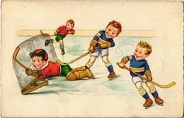 * T2 Children Playing Ice Hockey, Winter Sport Art Postcard. AMAG 0448. - Ohne Zuordnung