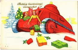 T2 1940 'Boldog Karácsonyi ünnepeket', II. Világháborús Karácsonyi üdvözlőlap / WWII Christmas Greeting Card, Angels In  - Sin Clasificación