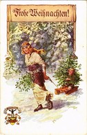 T2 1914 'Frohe Weinachten!' / Christmas Greeting Card, Girl, Child, Sleigh; Verlag Des Vereines Südmark, Karte Nr. 342 A - Sin Clasificación